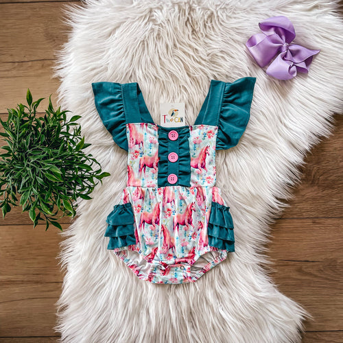 Horse and Wildflowers Infant Romper