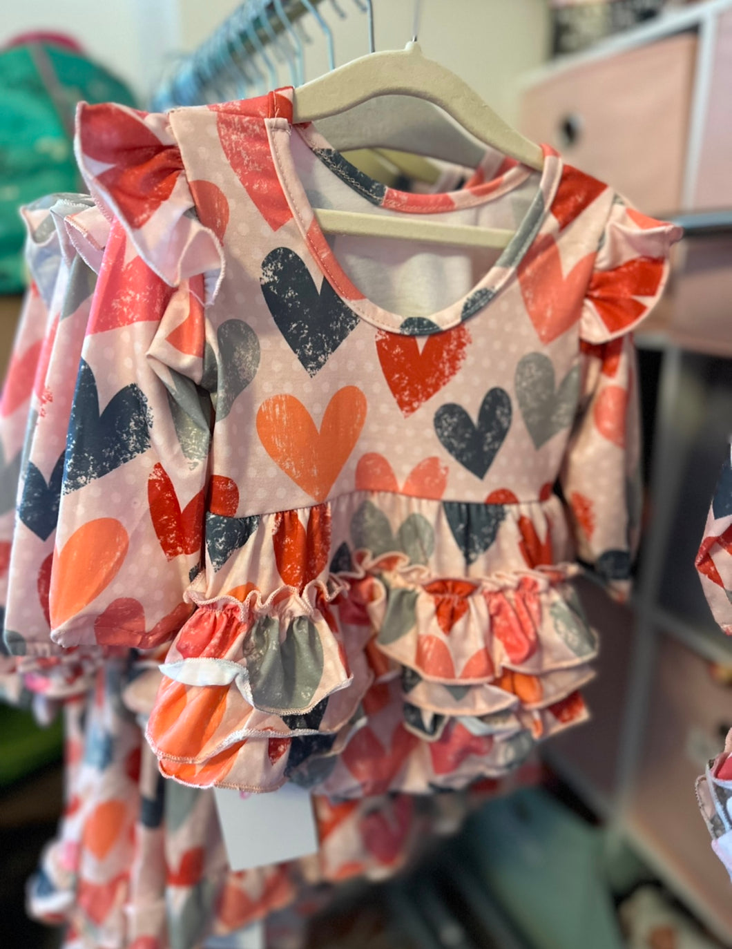 Watercolor Hearts Ruffle Romper