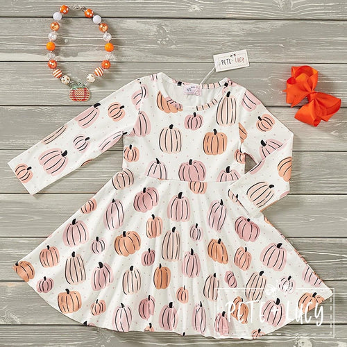 Denim Pumpkin Long Sleeve Dress
