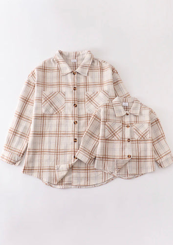 Mommy & Me Beige Flannel - Adult