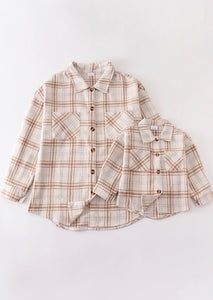 Mommy & Me Beige Flannel - Adult
