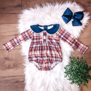 Rust and Navy Infant Romper